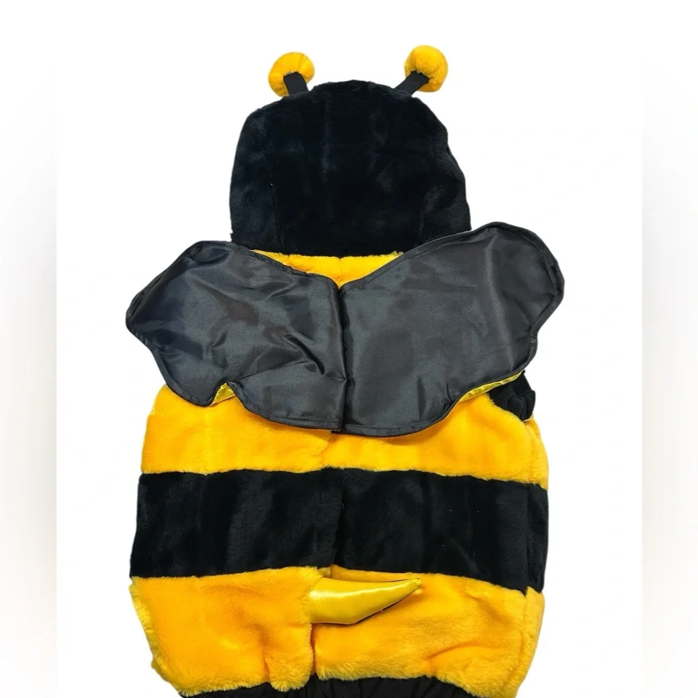 Bumble Bee Costume Pull Over Shortsleeved With Hood & Antenna Black/Yellow 12-24